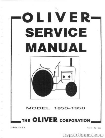Oliver 1850 1950 Factory Service Manual