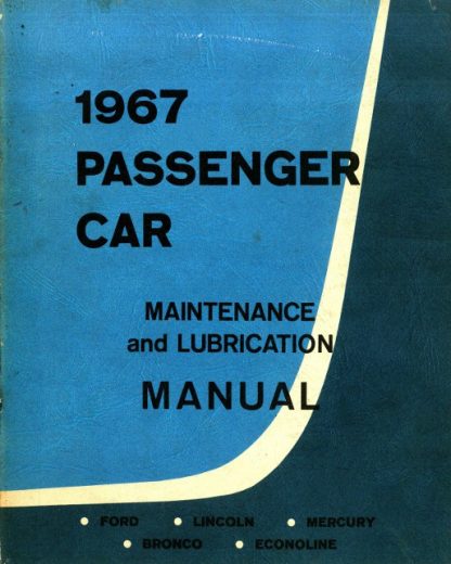 Passenger Car Maintenance and Lubrication Manual 1967 Used