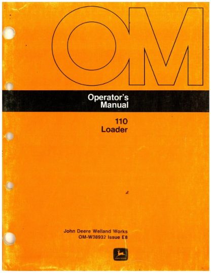 Used John Deere 110 Loader Operators Manual