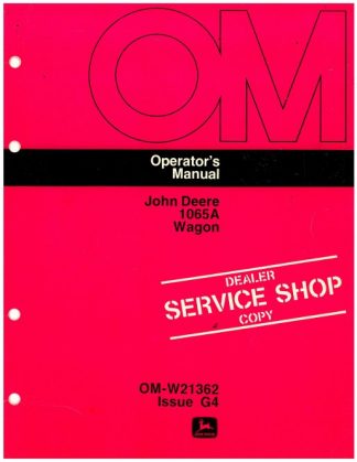 Used Official John Deere 1065A Wagon Factory Operators Manual
