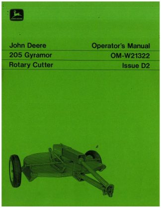 Used Official John Deere 205 Gyramor Factory Operators Manual