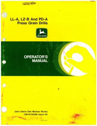 Used Official John Deere LL-A LZ-B And PD-A Press Grain Drills Factory Operators Manual